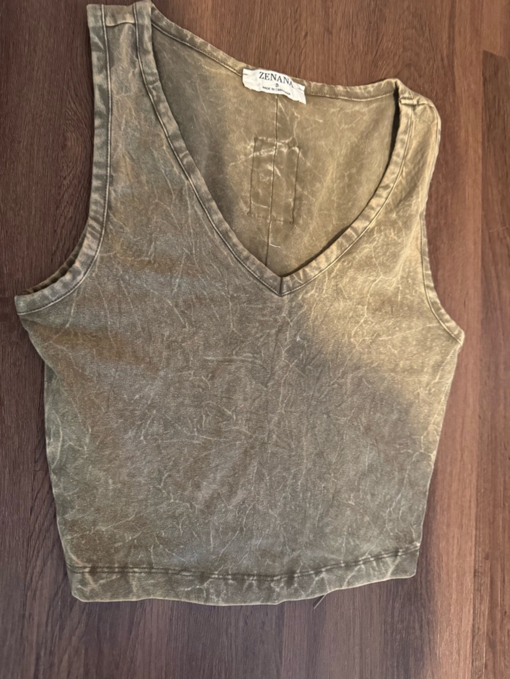 Zenana Olive V-Neck Washed Tank Top